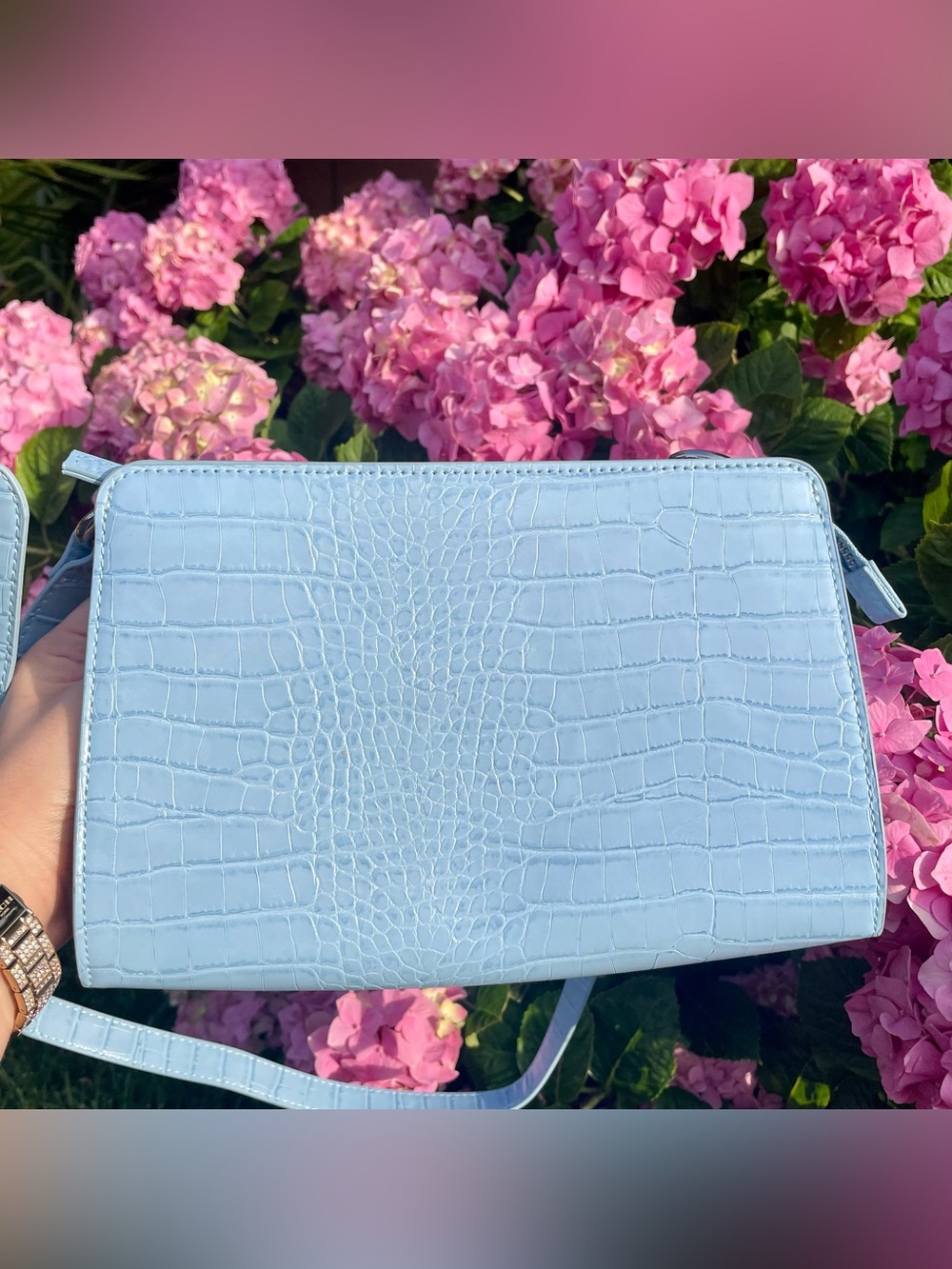 Urban Outfitters Light Blue Croc Shoulder Bag